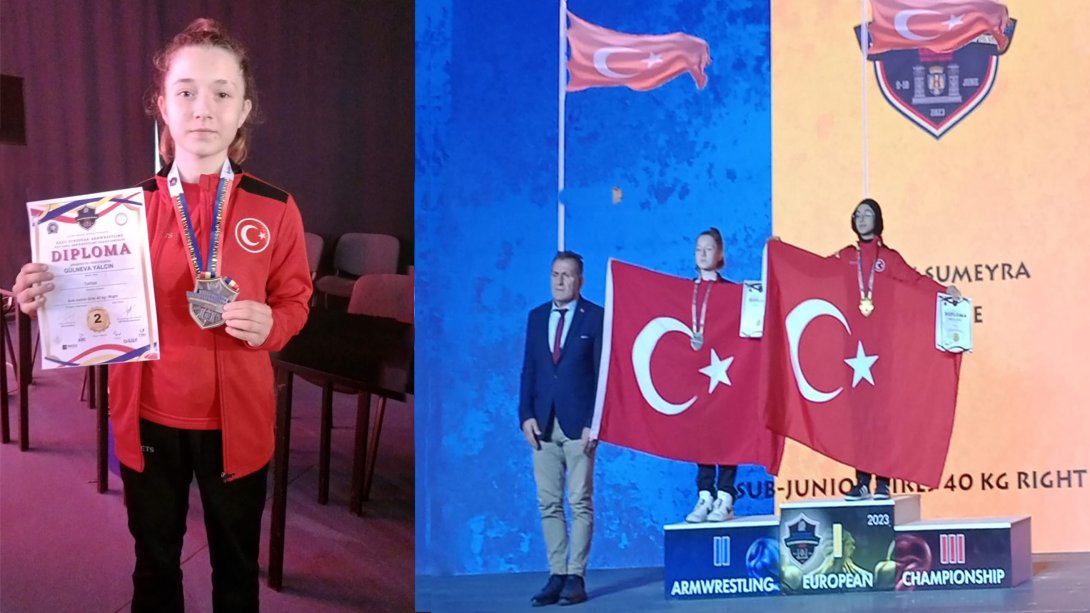 Bilek Güreşi Avrupa Şampiyonasında Kırşehir Merkez Yunus Emre Ortaokulu Öğrencisi Gülneva Yalçın Avrupa İkincisi Oldu